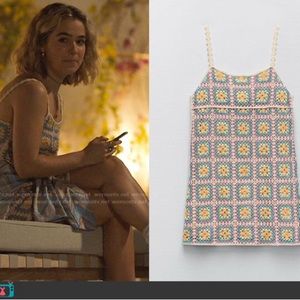 As seen on White Lotus -  Zara Crochet Shift Dress